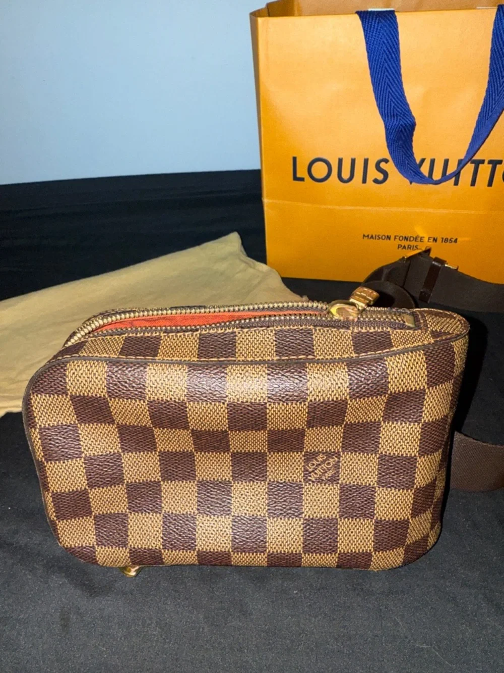 Louis Vuitton Damier Ebene Brown Crossbody Bag / Geronimos bum bag - Picture 1 of 7